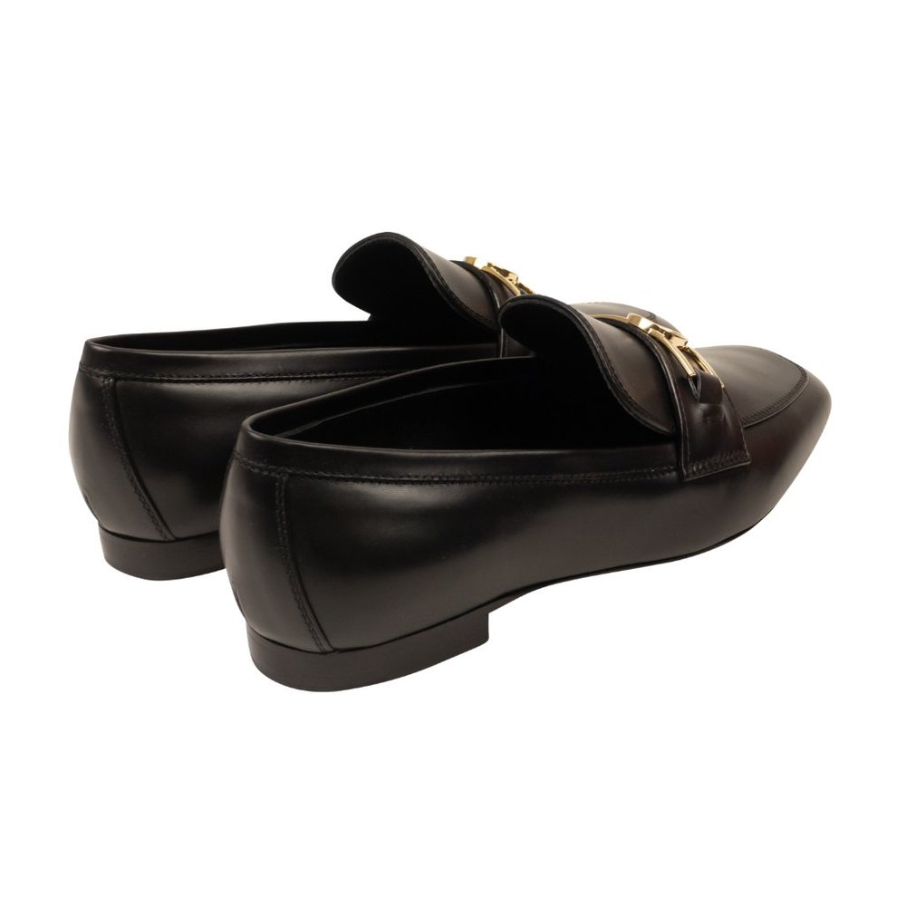 LOUIS VUITTON Black Leather Upper Case Metal Logo Loafers Size 5/35 - Picture 4 of 6
